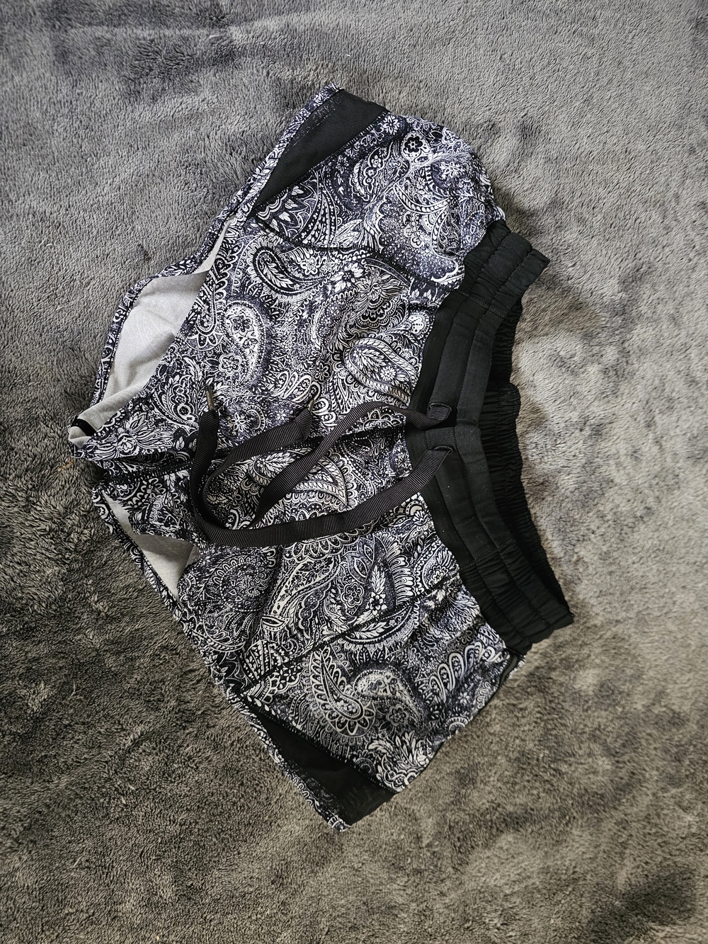 lululemon athletica Black and White Paisley Athletic Shorts